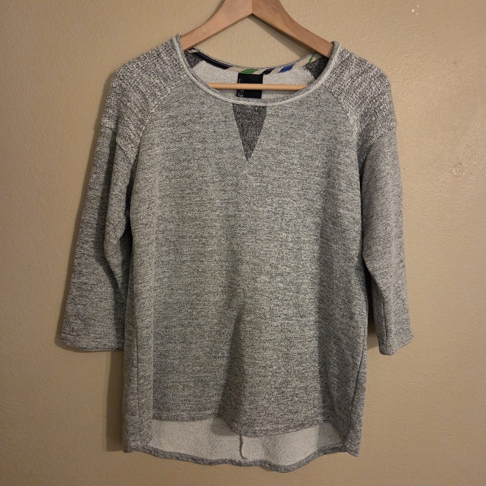 DOLAN | ANTHROPOLOGIE Marled Gray Knit‎ ¾ Sleeve Hi Lo Sweatshirt Women's Size S